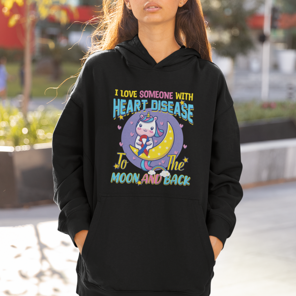Unicorn CHD Awareness Hoodie I Love Someone With Heart Disease To The Moon & Back TS02 Printyourwear