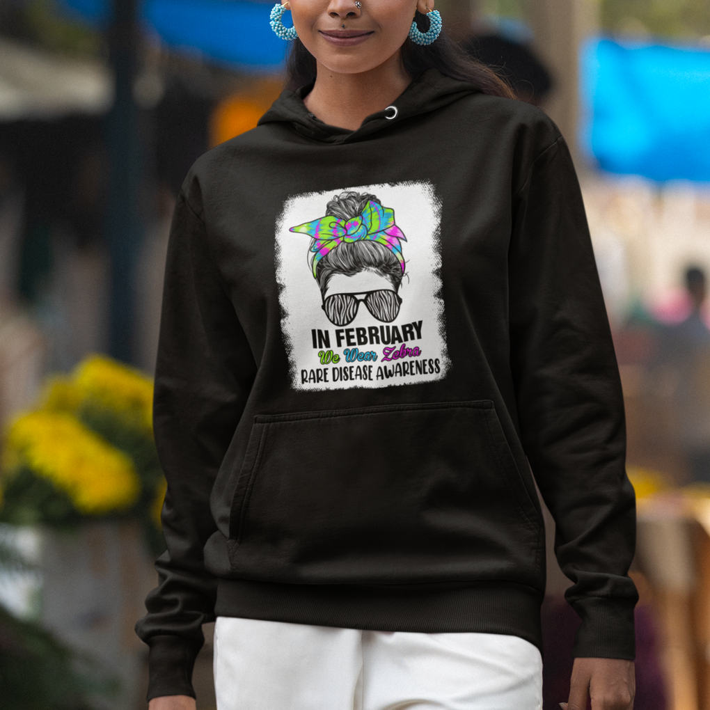 Rare Disease Day Shirts Hoodie In February We Wear Zebra Rare Disease Awareness Zebra Messy Bun TS02 Printyourwear