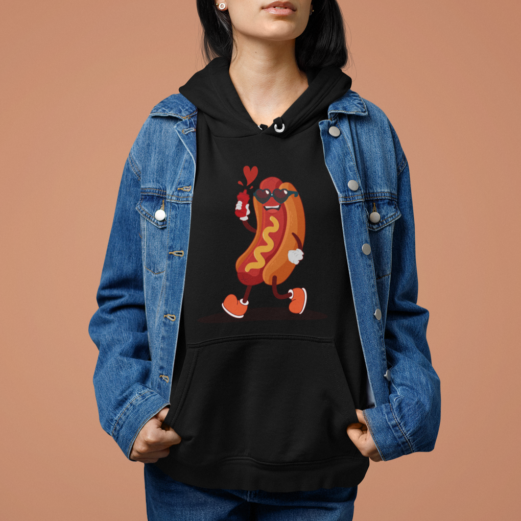 Valentine's Day Hoodie Heart Hot Dog Cute Sausage Bun Food Lover TS09 Printyourwear