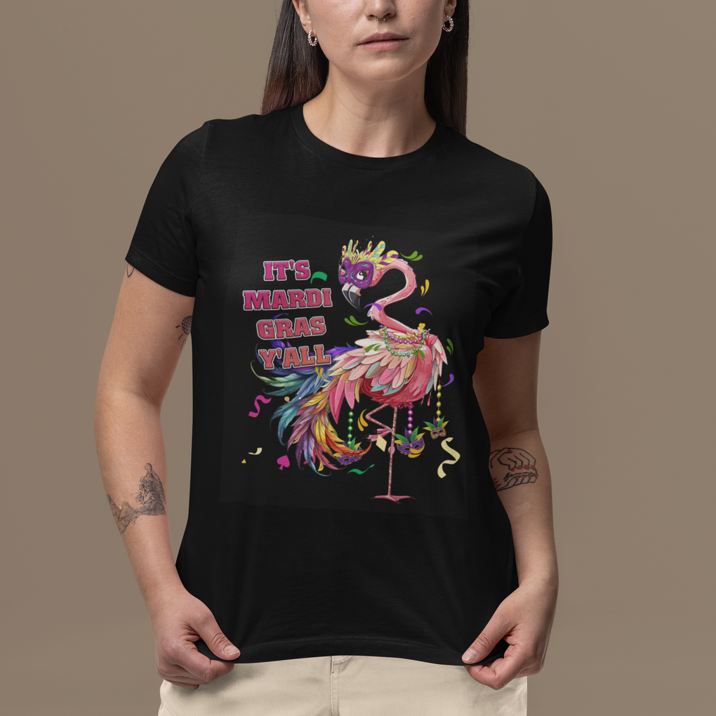 Funny Mardi Gras Flamingo T Shirt It's Mardi Gras Y'all TS02 Printyourwear