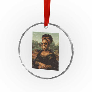 Modern Black Mona Lisa Headwrap Sunglasses Parody Crystal Glass Ornament Trendy Urban Fine Art Portrait Graphic