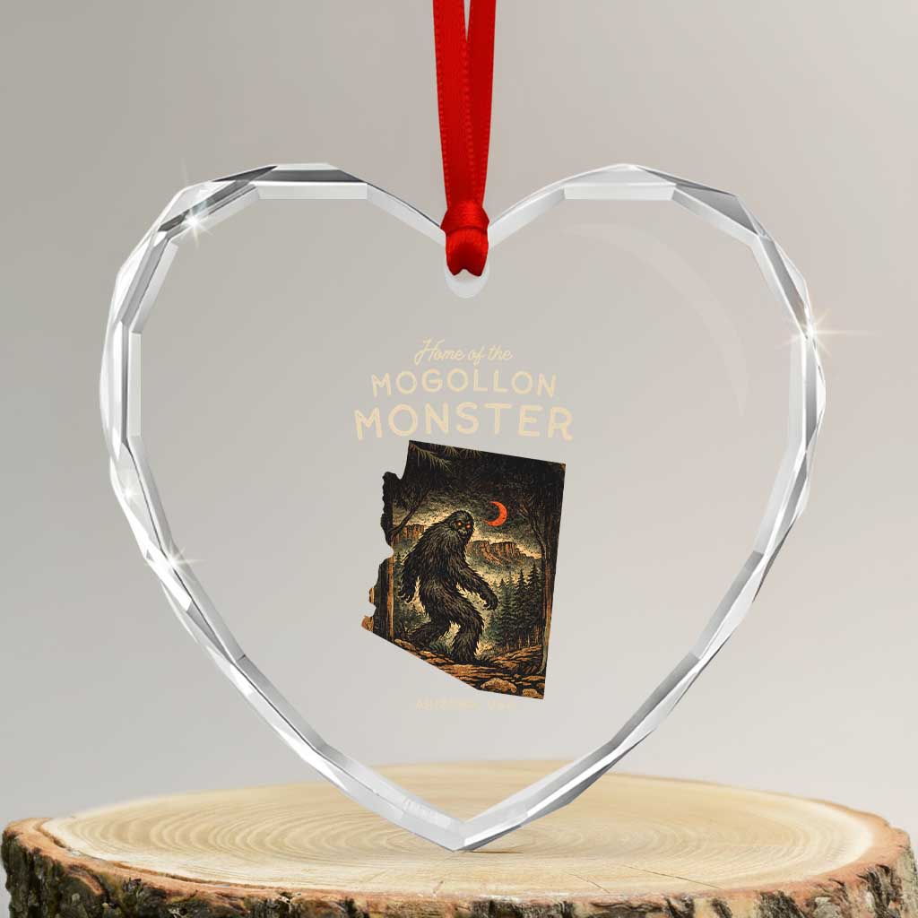 Mogollon Monster Arizona Heart Crystal Glass Ornament Home Of The Cryptid Lover TS12 Transparent Glass 3'' Heart Print Your Wear