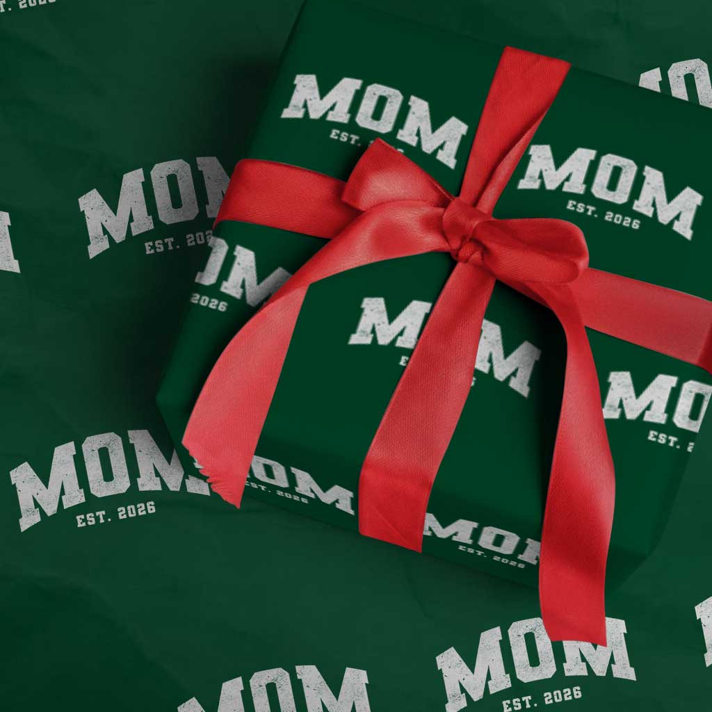 Mom Est 2026 Wrapping Paper Roll Promoted To Mommy Mother's Day TS11 Green Print Your Wear