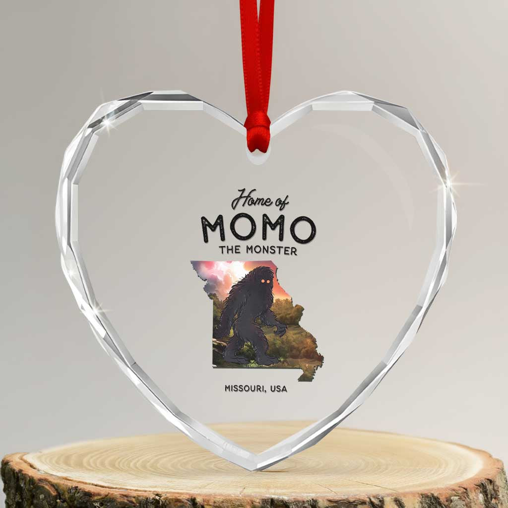 Momo The Monster Folklore Heart Crystal Glass Ornament Louisiana Missouri Cryptid Lover Gift TS12 Transparent Glass 3'' Heart Print Your Wear
