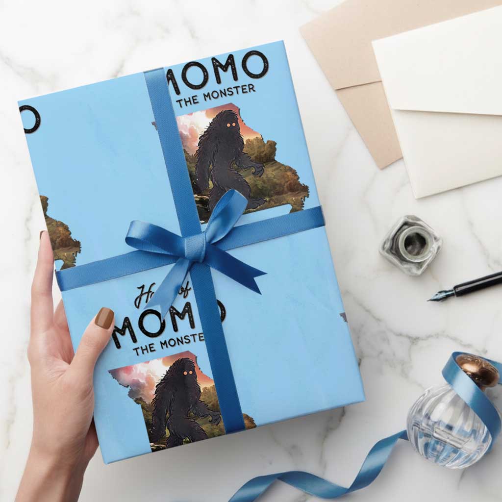 Momo The Monster Folklore Wrapping Paper Roll Louisiana Missouri Cryptid Lover Gift TS12 Light Blue Print Your Wear