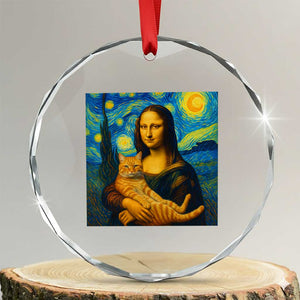 Mona Lisa Cat Starry Night Crystal Glass Ornament TS14 Transparent Glass 3'' Circle Print Your Wear