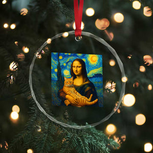 Mona Lisa Cat Starry Night Crystal Glass Ornament TS14 Print Your Wear