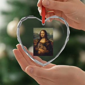 Mona Lisa Holding Groundhog Parody Painting Heart Crystal Glass Ornament Funny Groundhog Day TS11 Print Your Wear