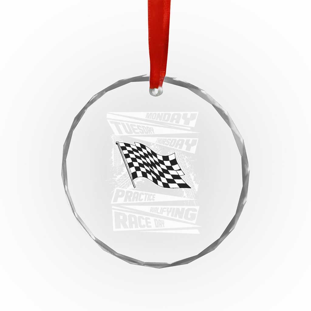 Monday Tuesday Thursday Practice Qualifying Race Day Crystal Glass Ornament Retro Vintage Watercolors Checkered Flag TS10 Transparent Glass 3'' Circle Print Your Wear