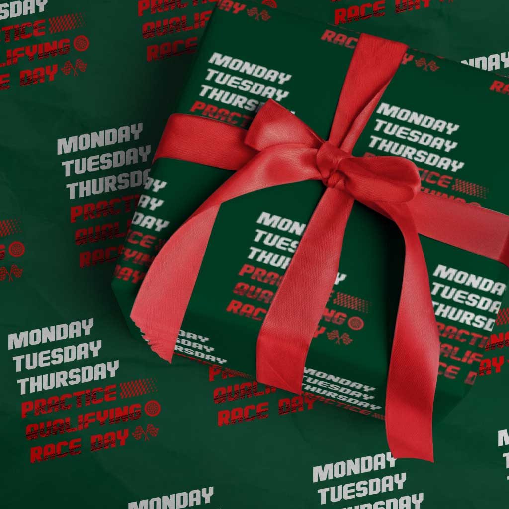 Monday Tuesday Thursday Practice Qualifying Race Day Wrapping Paper Roll TS10 Green Print Your Wear