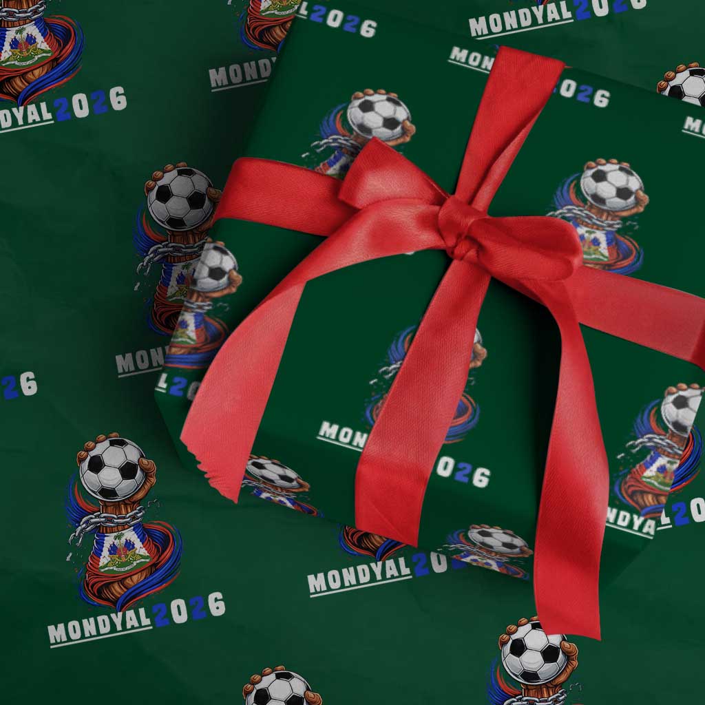 Mondyal 2026 Haiti Freedom Fist Broken Chains Soccer Graphic Wrapping Paper Roll Haitian Flag Football Sports Fan TS02 Green Print Your Wear