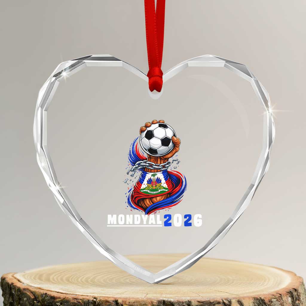 Mondyal 2026 Haiti Freedom Fist Broken Chains Soccer Graphic Heart Crystal Glass Ornament Haitian Flag Football Sports Fan TS02 Transparent Glass 3'' Heart Print Your Wear