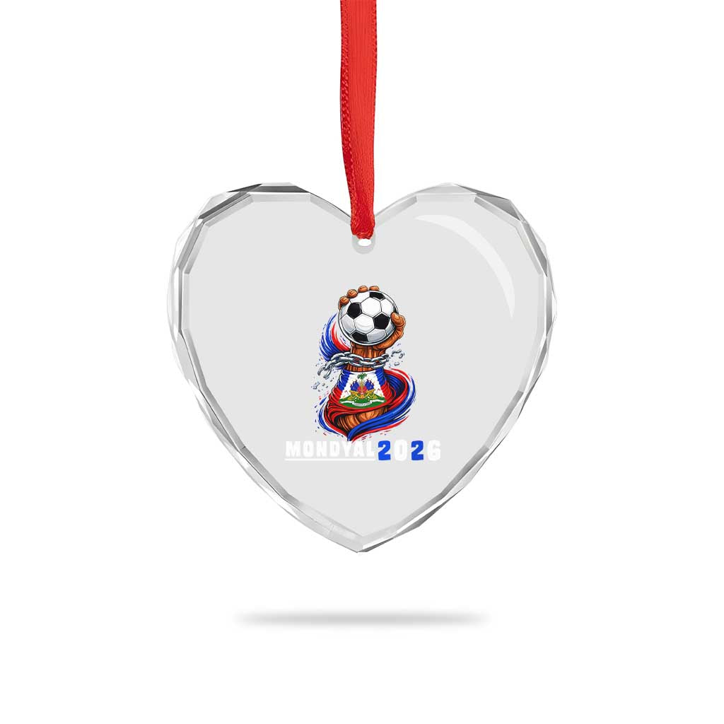 Mondyal 2026 Haiti Freedom Fist Broken Chains Soccer Graphic Heart Crystal Glass Ornament Haitian Flag Football Sports Fan TS02 Print Your Wear