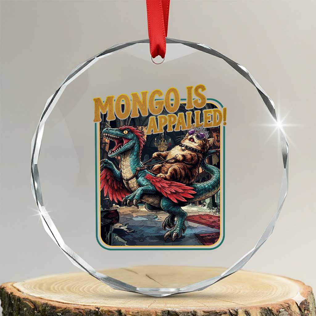 Mongo is Appalled Crystal Glass Ornament Vintage Princess Cat Riding Dinosaur Sci-Fi Book Lover TS14 Transparent Glass 3'' Circle Print Your Wear