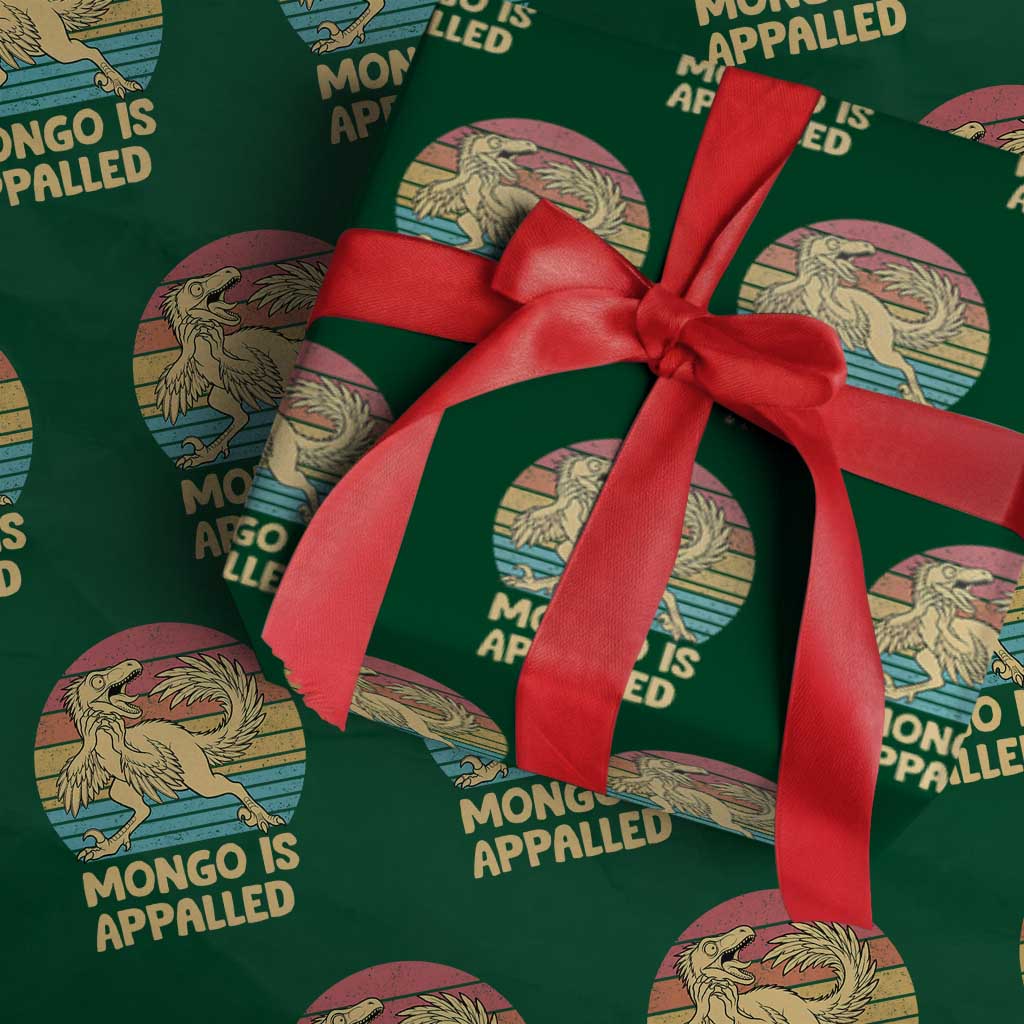Mongo Is Appalled Wrapping Paper Roll Funny Dinosaur Gamer Book Lover Retro Gift