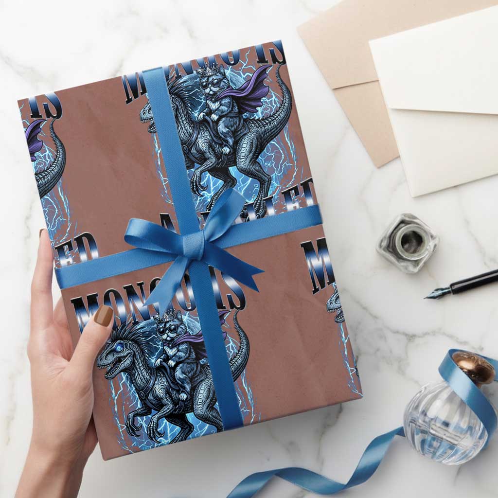 Mongo is Appalled Wrapping Paper Roll Funny Princess Cat Riding Dinosaur TS14 Mocha Print Your Wear