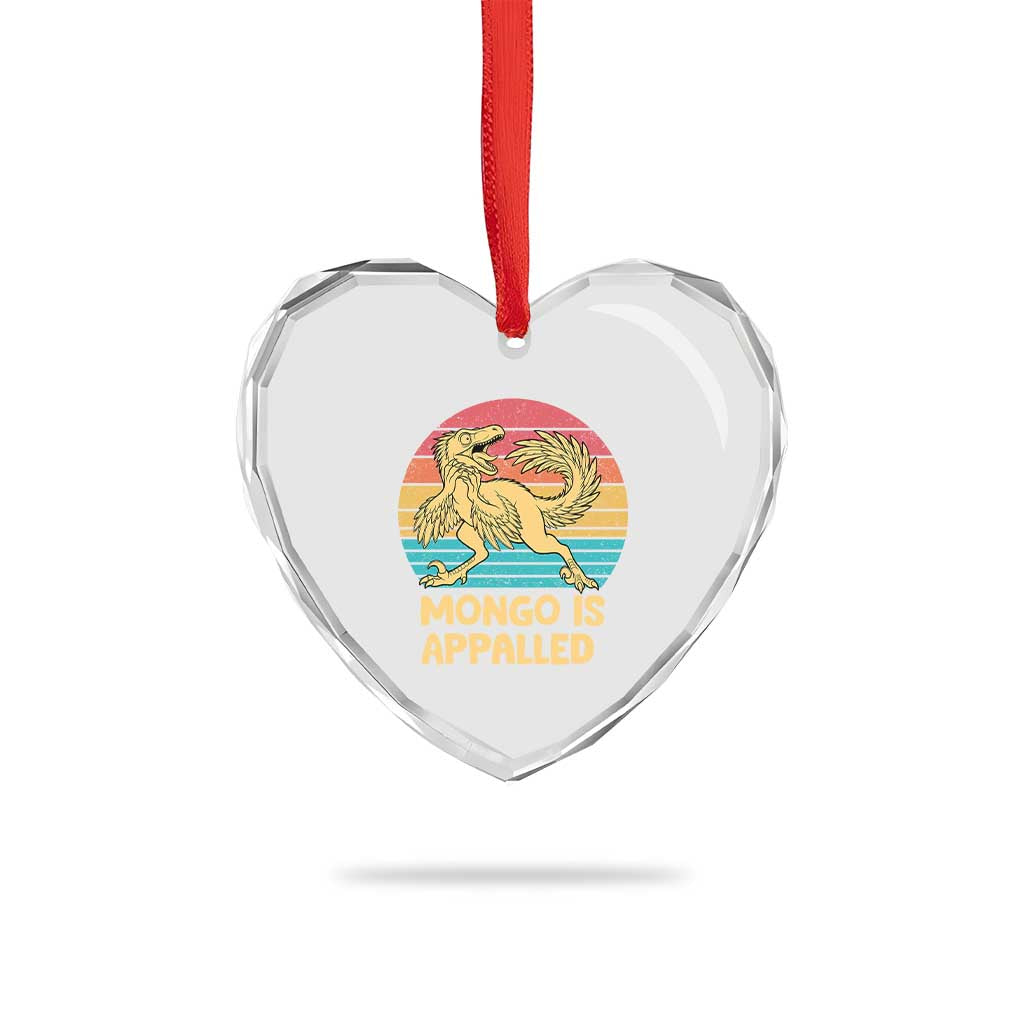 Mongo Is Appalled Heart Crystal Glass Ornament Funny Dinosaur Gamer Book Lover Retro Gift