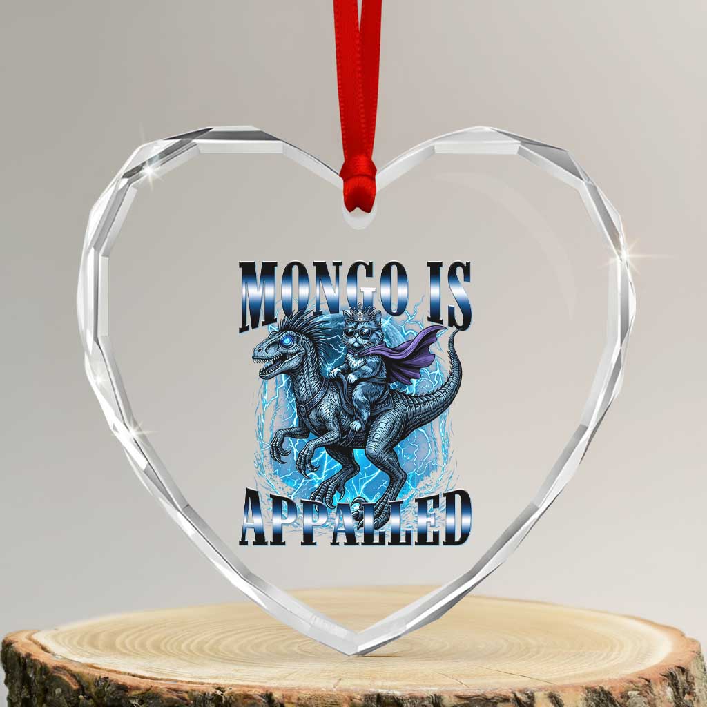 Mongo is Appalled Heart Crystal Glass Ornament Funny Princess Cat Riding Dinosaur TS14 Transparent Glass 3'' Heart Print Your Wear