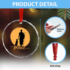 Monk and Dog Silhouette Peace Crystal Glass Ornament Spiritual Walk for Peace Sunset TS02 Print Your Wear