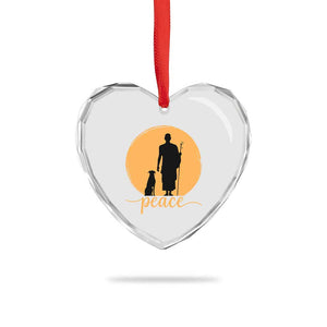 Monk and Dog Silhouette Peace Heart Crystal Glass Ornament Spiritual Walk for Peace Sunset TS02 Print Your Wear