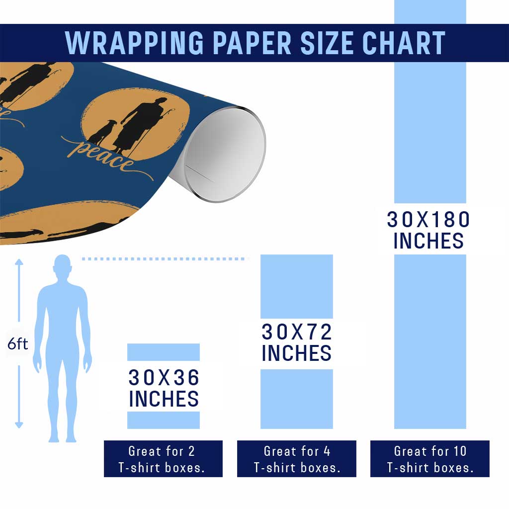 Monk and Dog Silhouette Peace Wrapping Paper Roll Spiritual Walk for Peace Sunset TS02 Print Your Wear