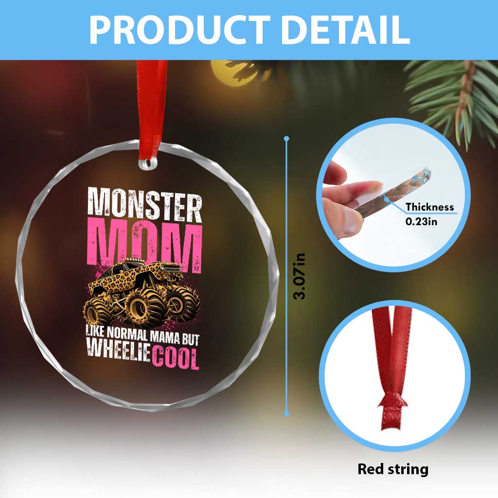 Monster Mom Like Normal Mama But Wheelie Cool Crystal Glass Ornament Monster Truck Mama TS11 Print Your Wear