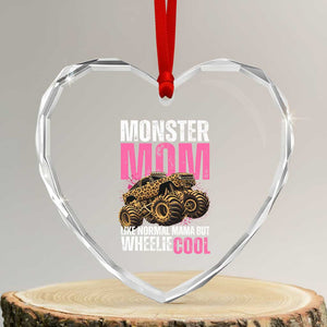 Monster Mom Like Normal Mama But Wheelie Cool Heart Crystal Glass Ornament Monster Truck Mama TS11 Transparent Glass 3'' Heart Print Your Wear