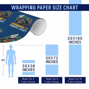 Monster Truck Birthday Wrapping Paper Roll Happy 4th Bday Party 4 Years Old Boy TS02 Print Your Wear