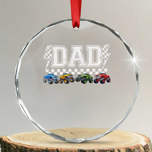 Monster Truck Dad Crystal Glass Ornament Funny Truck Daddy Checkered Father's Day TS11 Transparent Glass 3'' Circle Print Your Wear