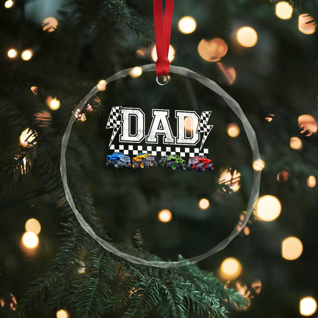 Monster Truck Dad Crystal Glass Ornament Funny Truck Daddy Checkered Father's Day TS11 Print Your Wear