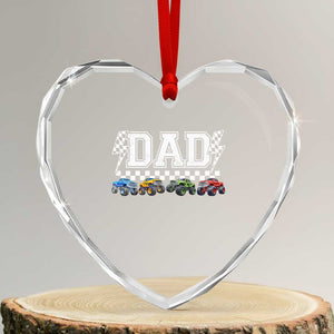 Monster Truck Dad Heart Crystal Glass Ornament Funny Truck Daddy Checkered Father's Day TS11 Transparent Glass 3'' Heart Print Your Wear