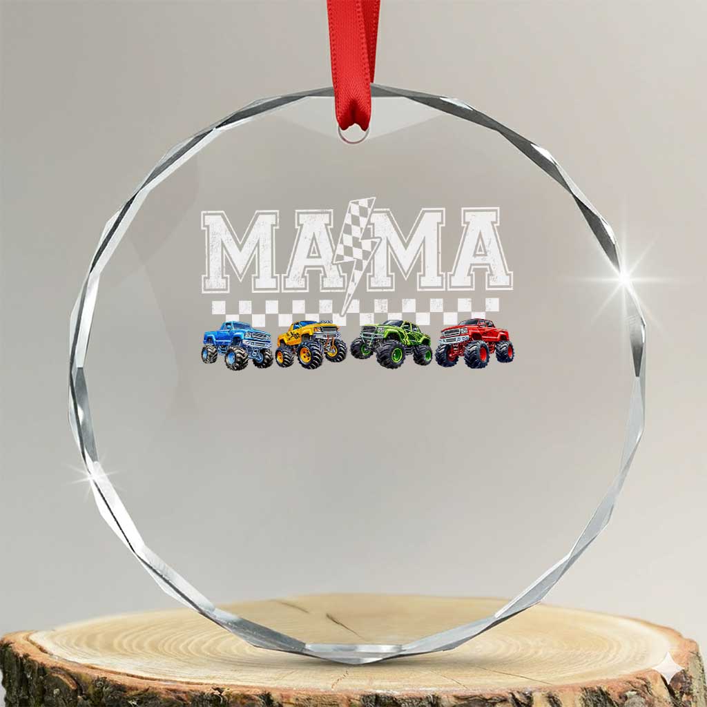 Monster Truck Mama Crystal Glass Ornament Funny Truck Mom Checkered Mother's Day TS11 Transparent Glass 3'' Circle Print Your Wear