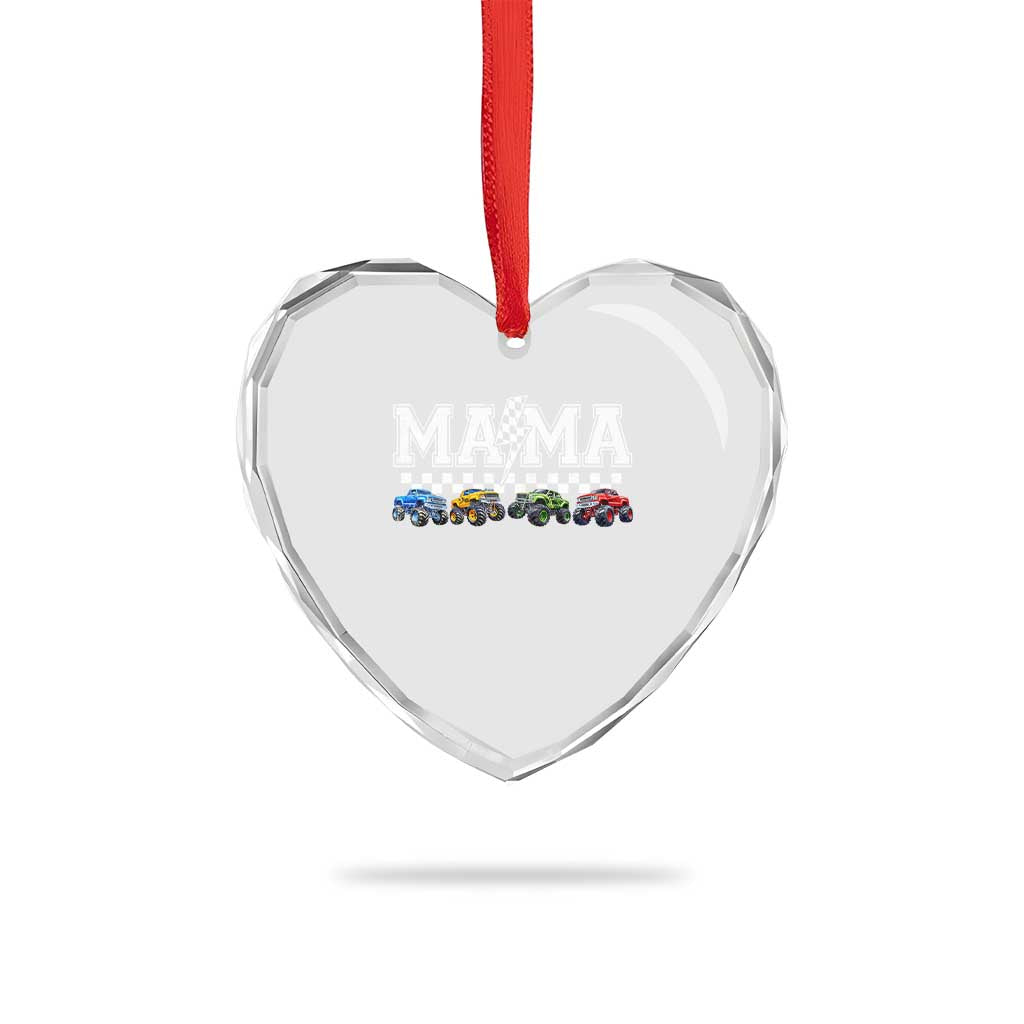 Monster Truck Mama Heart Crystal Glass Ornament Funny Truck Mom Checkered Mother's Day TS11 Print Your Wear