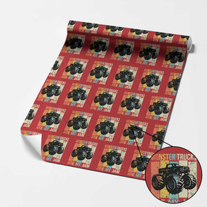 Monster Trucks Are My Jam Wrapping Paper Roll Vintage Retro TS02 Red Print Your Wear