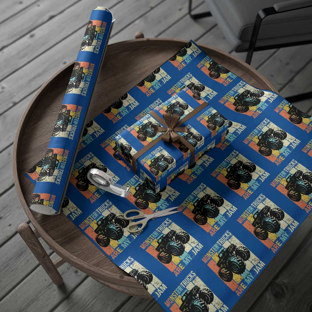 Monster Trucks Are My Jam Wrapping Paper Roll Vintage Retro TS02 Blue Print Your Wear