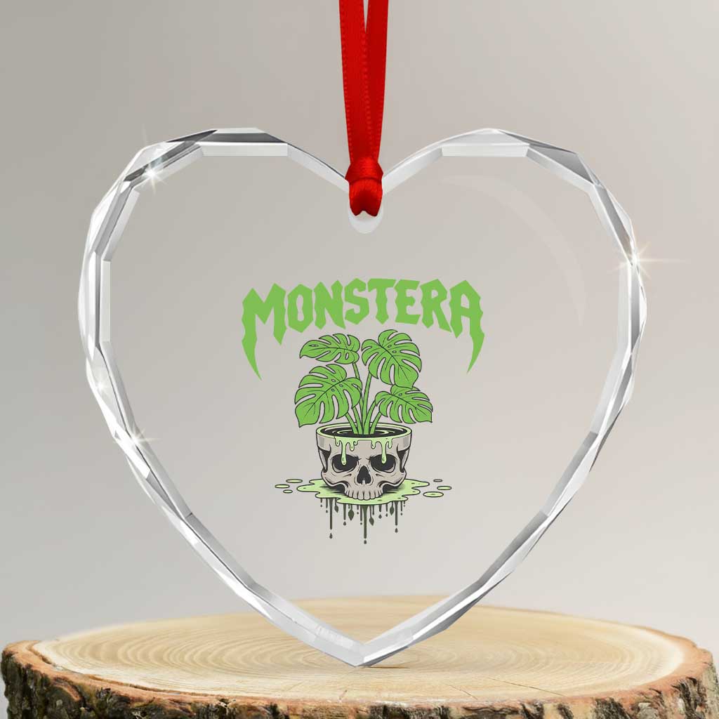 Monstera Lover Houseplant Gift Heart Crystal Glass Ornament Skull Plant Pot Graphic TS12 Transparent Glass 3'' Heart Print Your Wear