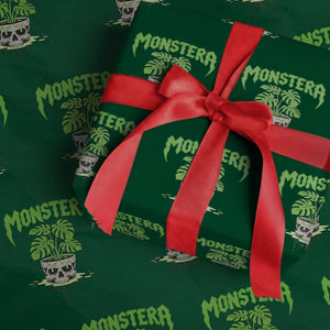 Monstera Lover Houseplant Gift Wrapping Paper Roll Skull Plant Pot Graphic TS12 Green Print Your Wear
