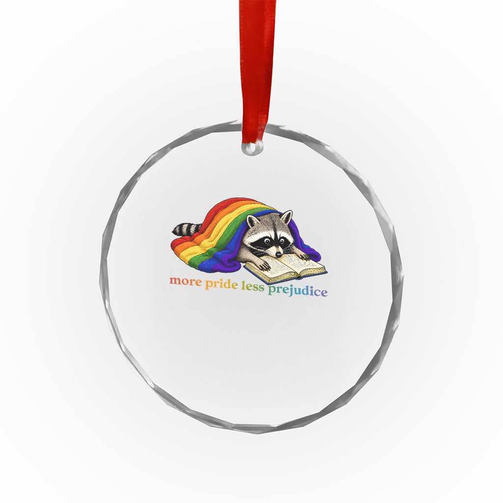 More Pride Less Prejudice Crystal Glass Ornament LGBT Raccoon Book Lover TS14 Print Your Wear