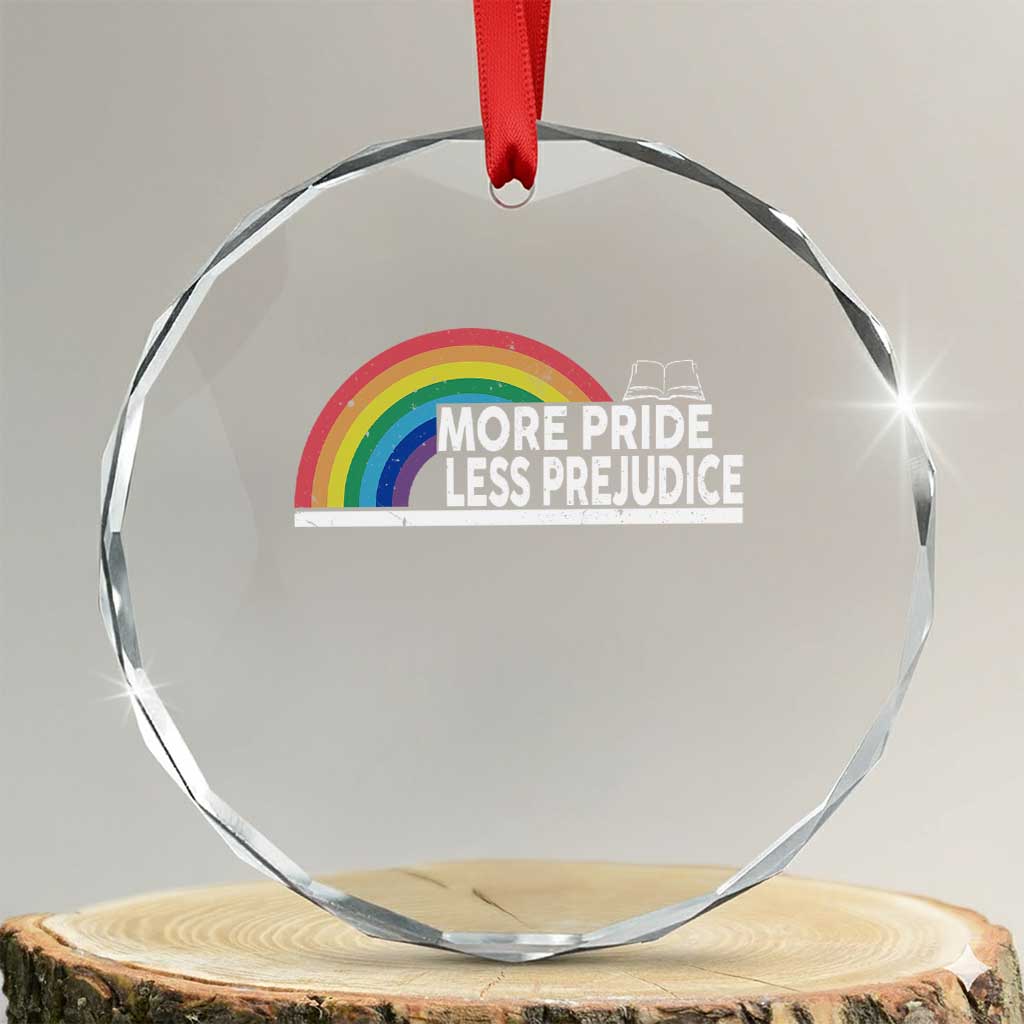 More Pride Less Prejudice Crystal Glass Ornament Pride Month LGBTQ TS14 Transparent Glass 3'' Circle Print Your Wear