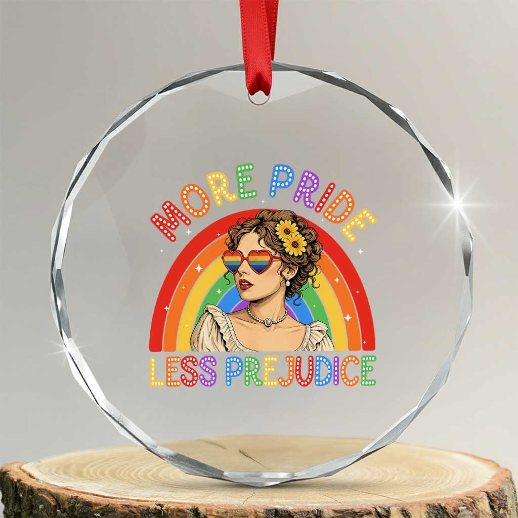 More Pride Less Prejudice Crystal Glass Ornament Pride Month LGBTQ Gay Lesbian TS14 Transparent Glass 3'' Circle Print Your Wear