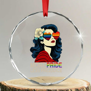 More Pride Less Prejudice Crystal Glass Ornament Retro Pride Month LGBTQ Feminist TS02 Transparent Glass 3'' Circle Print Your Wear