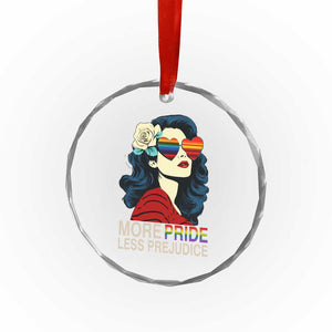 More Pride Less Prejudice Crystal Glass Ornament Retro Pride Month LGBTQ Feminist TS02 Print Your Wear