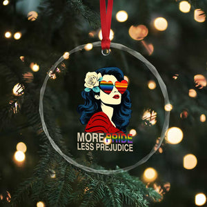 More Pride Less Prejudice Crystal Glass Ornament Retro Pride Month LGBTQ Feminist TS02 Print Your Wear