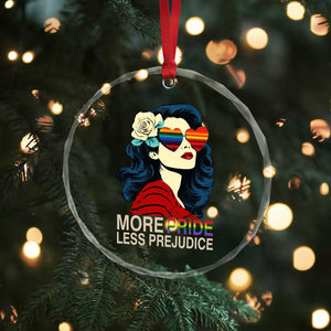More Pride Less Prejudice Crystal Glass Ornament Retro Pride Month LGBTQ Feminist TS02 Print Your Wear