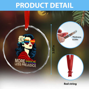 More Pride Less Prejudice Crystal Glass Ornament Retro Pride Month LGBTQ Feminist TS02 Print Your Wear
