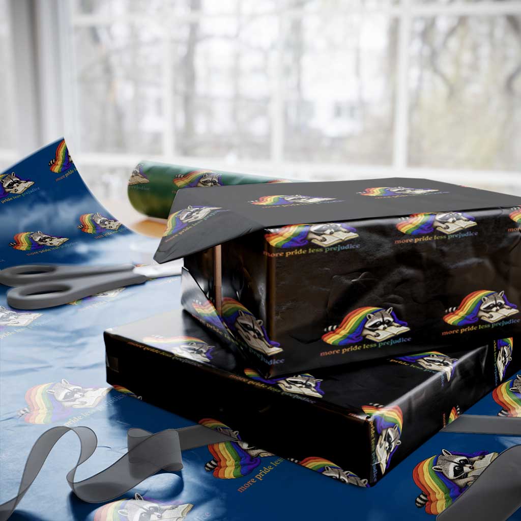 More Pride Less Prejudice Wrapping Paper Roll LGBT Raccoon Book Lover TS14 Black Print Your Wear