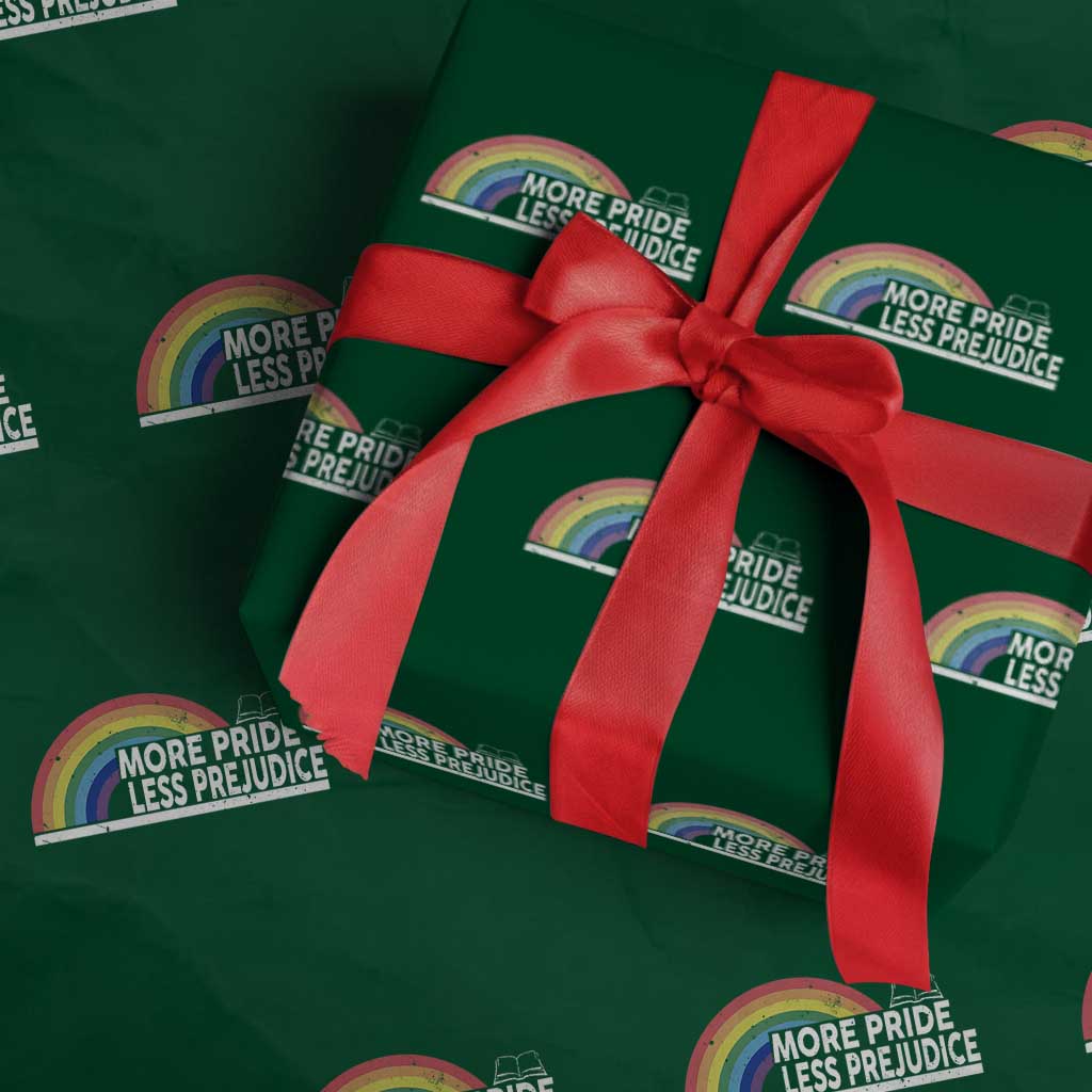 More Pride Less Prejudice Wrapping Paper Roll Pride Month LGBTQ TS14 Green Print Your Wear