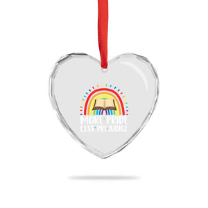 More Pride Less Prejudice Heart Crystal Glass Ornament LGBTQ Pride Month Book Lover TS14 Print Your Wear