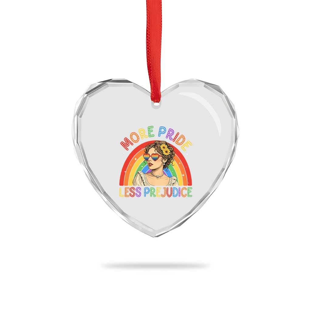 More Pride Less Prejudice Heart Crystal Glass Ornament Pride Month LGBTQ Gay Lesbian