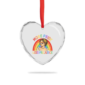 More Pride Less Prejudice Heart Crystal Glass Ornament Pride Month LGBTQ Gay Lesbian